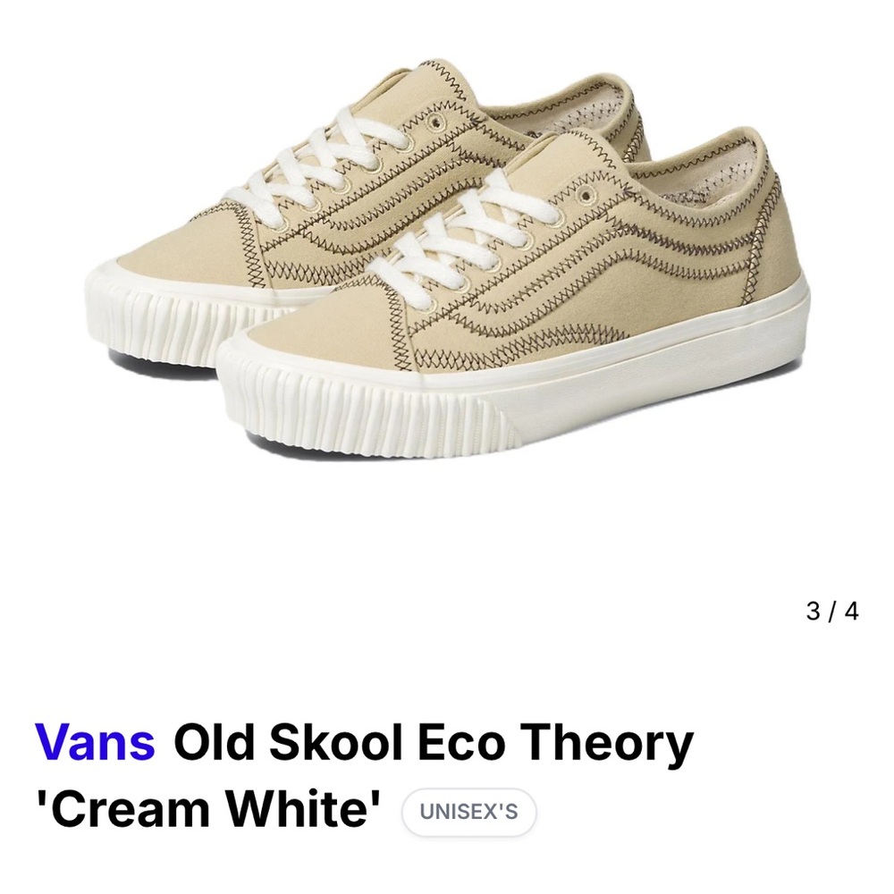 Vans Old Skool Ecco Theory Beige/white Canvas Sneakers size 7.5